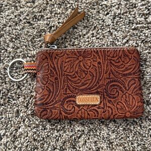 Consuela Floral Embossed Leather pouch sally leather